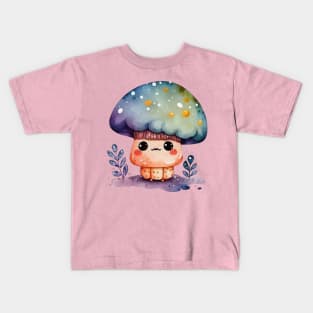 Adorable Cartoonish Mushroom Design Nine Kids T-Shirt